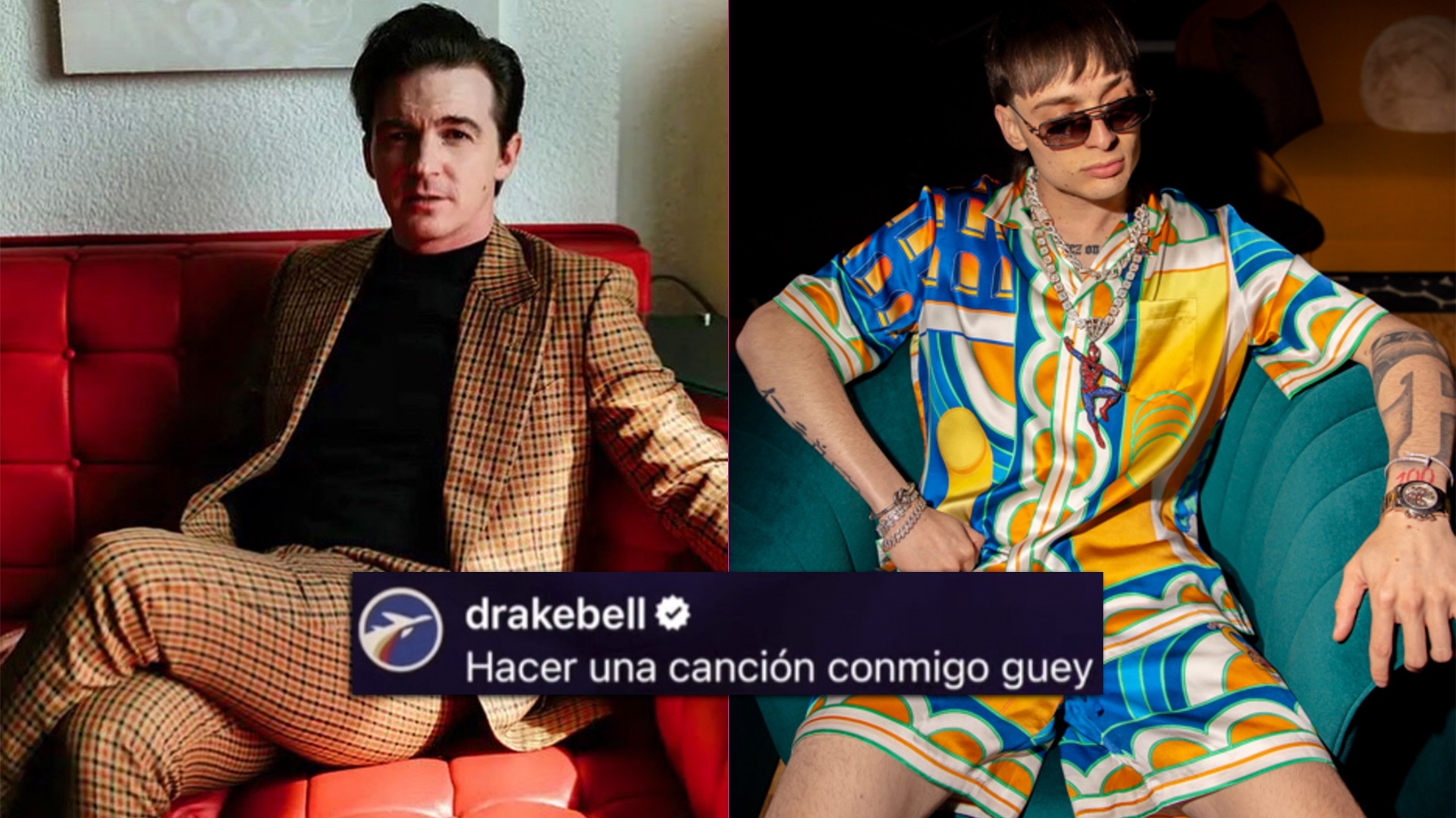 Peso Pluma ignora a Drake Bell tras pedirle una colaboración en plena transmisión en vivo