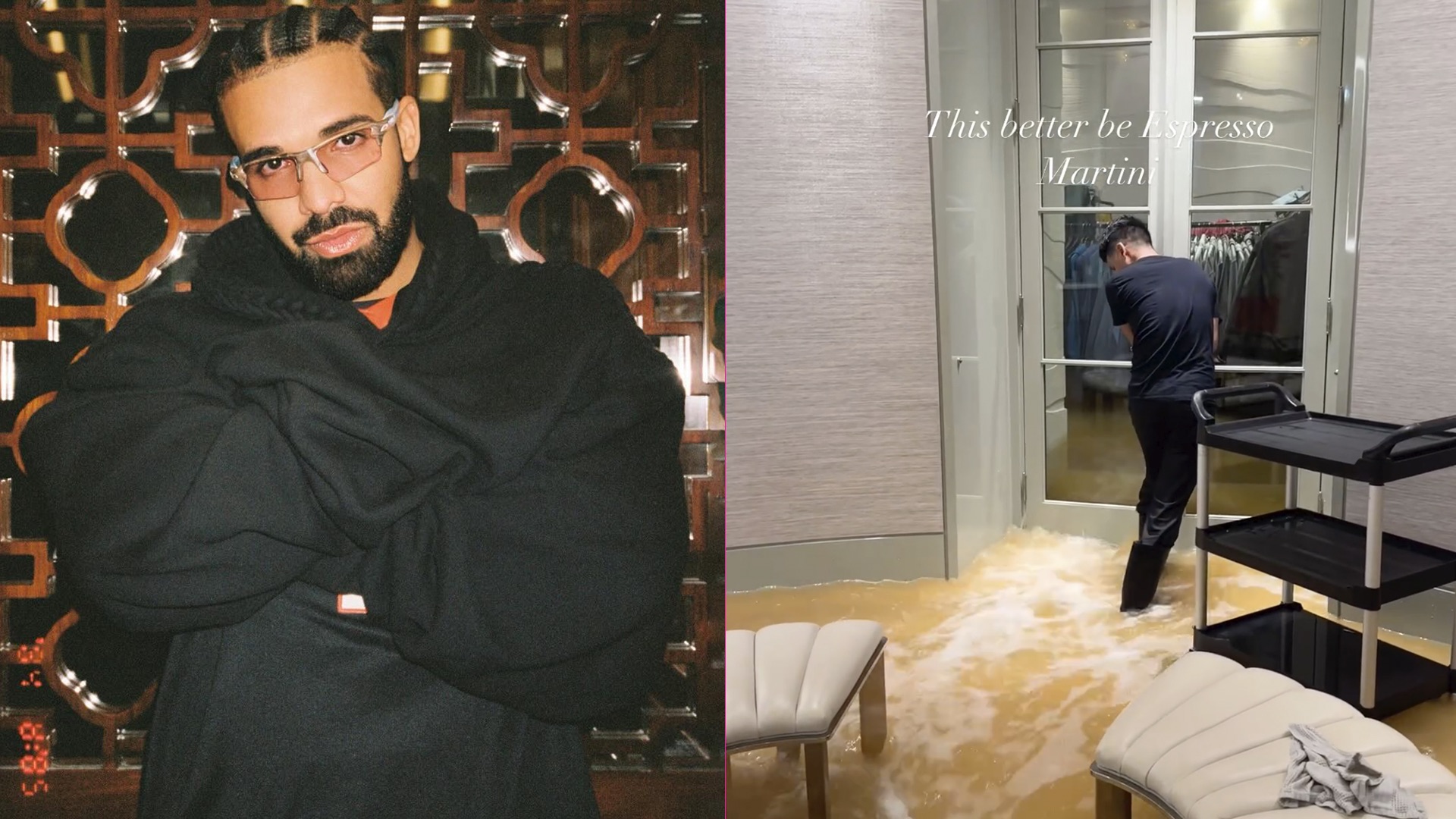 Mansión de Drake se inunda por fuertes lluvias y el cantante lo muestra en video